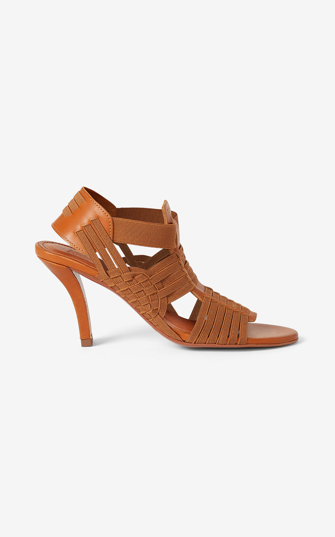 Kenzo Greek heeled Læder Sandaler Dame - MørkeBeige DK-015113